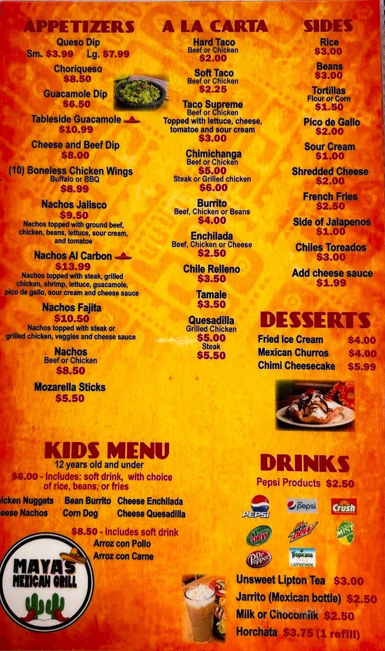 Maya's Mexican Grill - Shelbyville, IN menu_pic