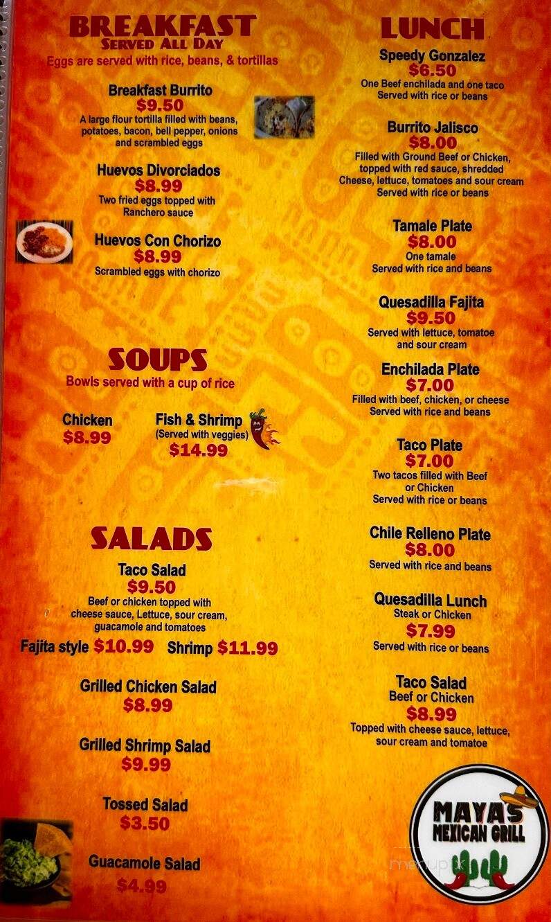 Maya's Mexican Grill - Shelbyville, IN menu_pic