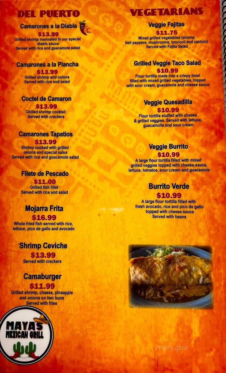 Maya's Mexican Grill - Shelbyville, IN menu_pic