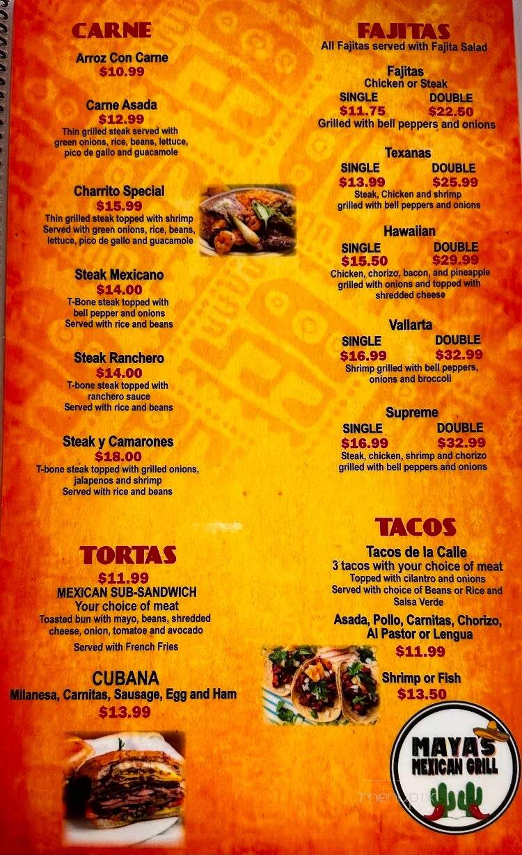Maya's Mexican Grill - Shelbyville, IN menu_pic