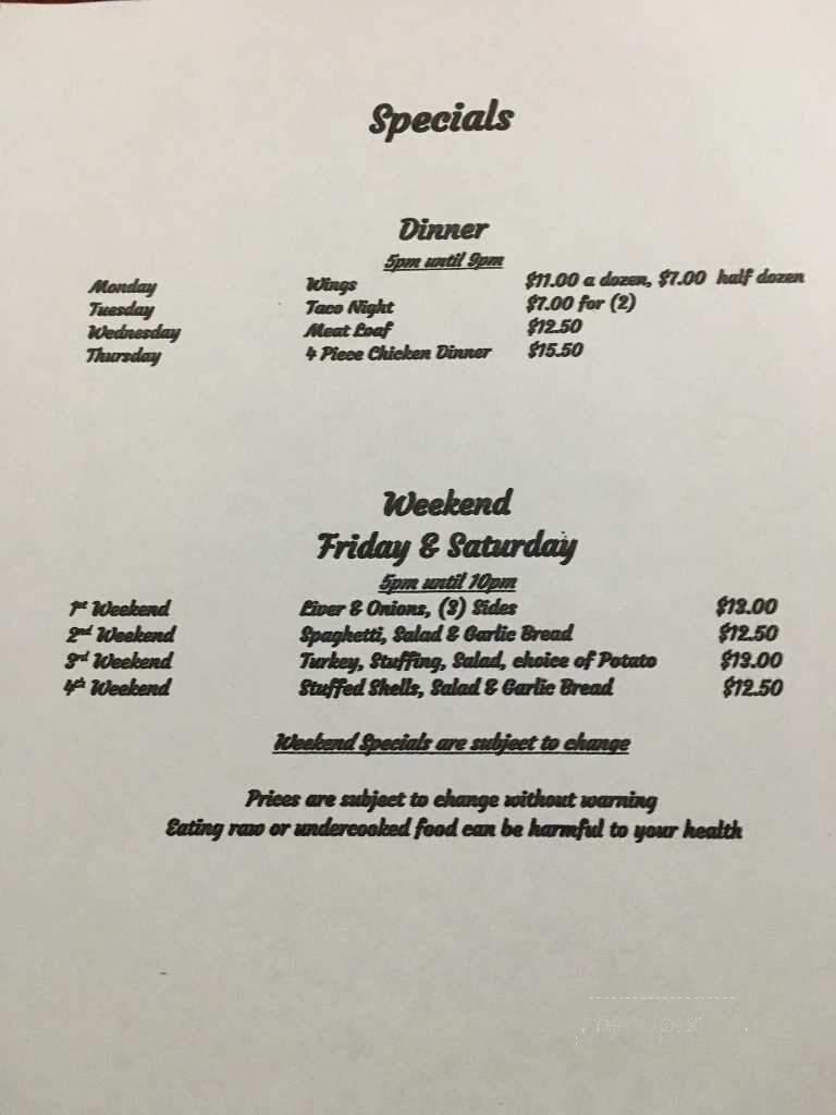 Eagles Nest - Broad Top City, PA menu_pic