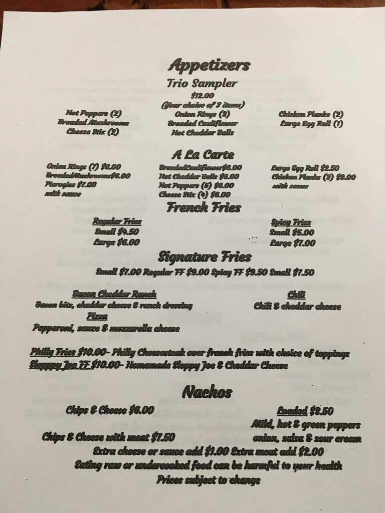 Eagles Nest - Broad Top City, PA menu_pic