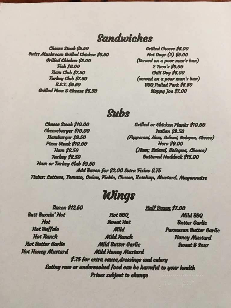 Eagles Nest - Broad Top City, PA menu_pic