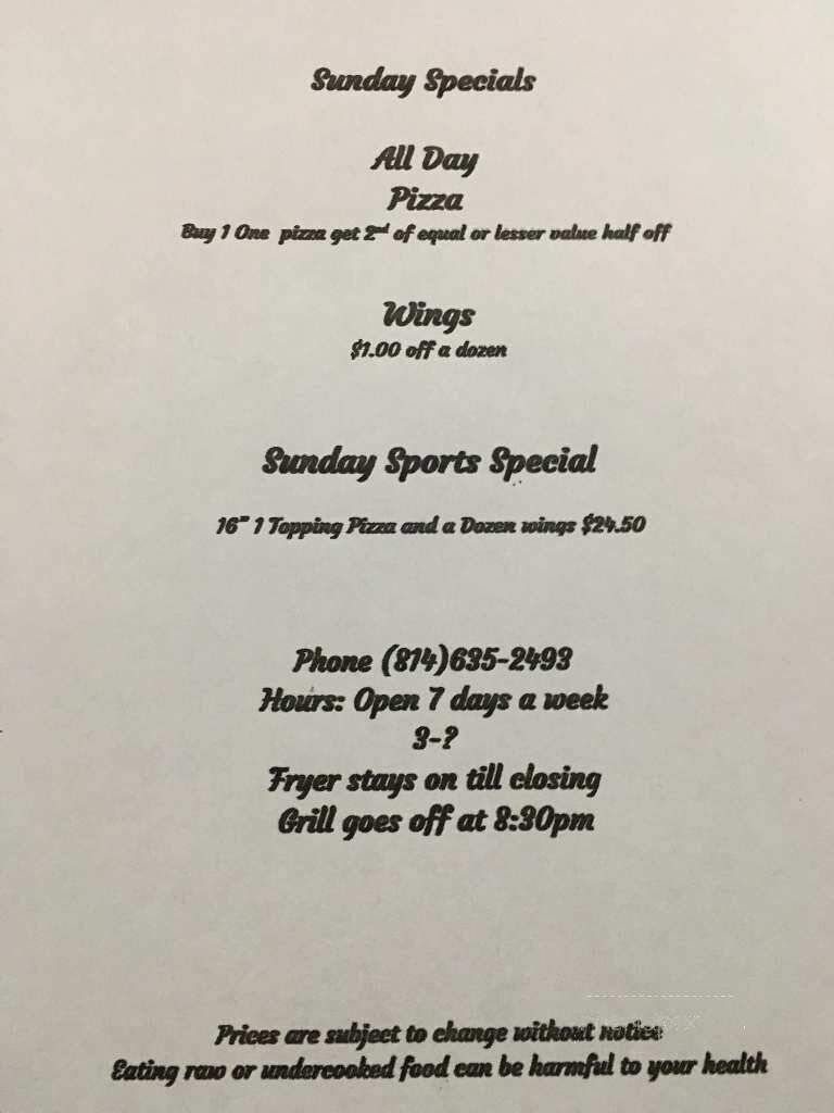 Eagles Nest - Broad Top City, PA menu_pic