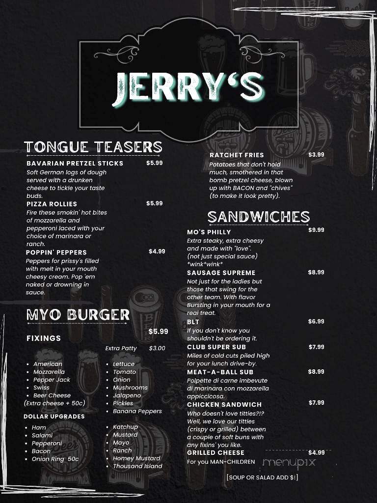 Jerry's Corner Bar Incorporated - Linesville, PA menu_pic