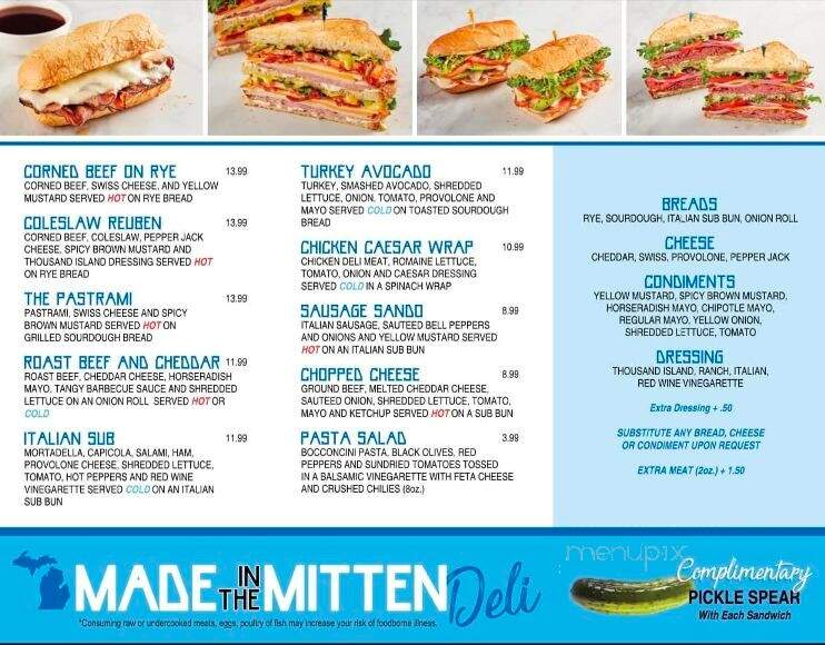 Made In the Mitten Deli - Clinton Township, MI menu_pic