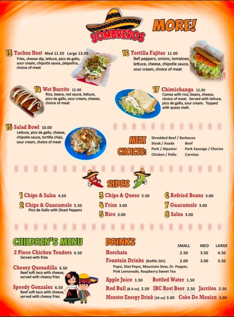 Sombreros - Marengo, OH menu_pic