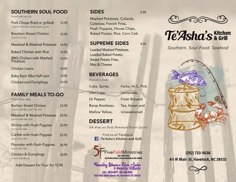 Te'Asha's Kitchen and Grill - Havelock, NC menu_pic