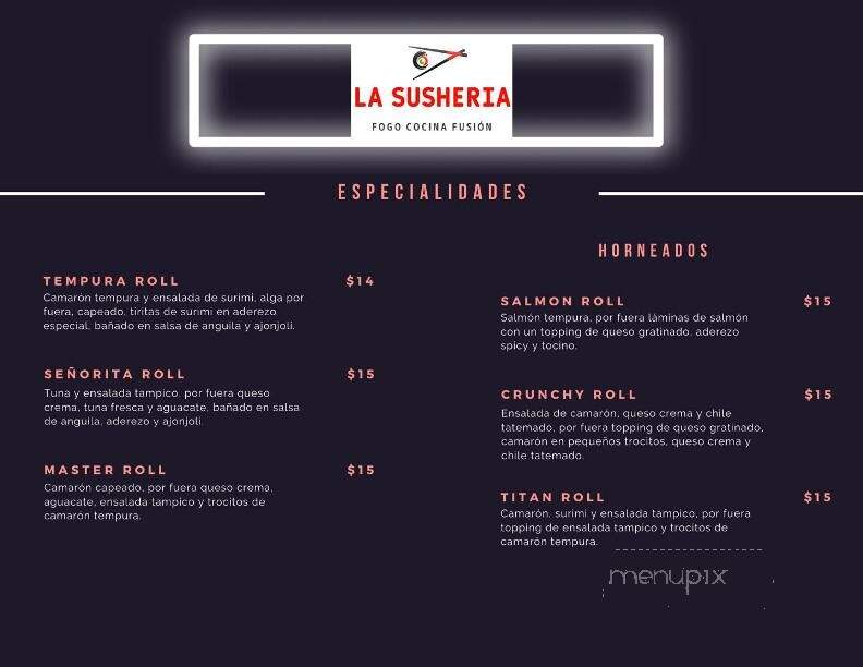 La Susheria Cocina Fusion - Chicago, IL menu_pic
