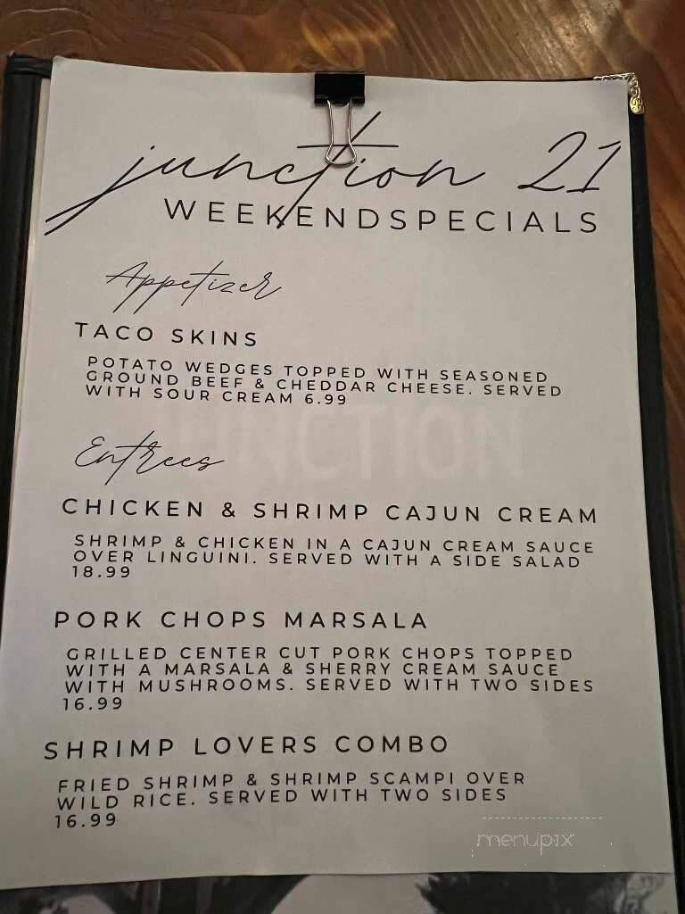 Junction 21 - Nicholson, PA menu_pic
