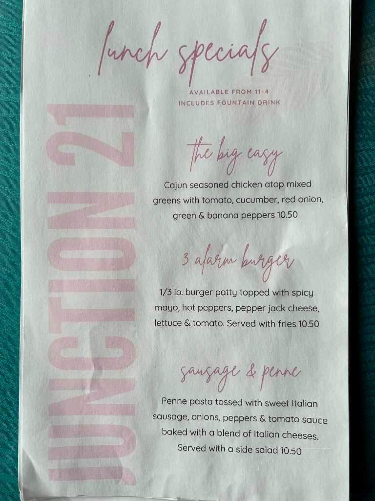 Junction 21 - Nicholson, PA menu_pic