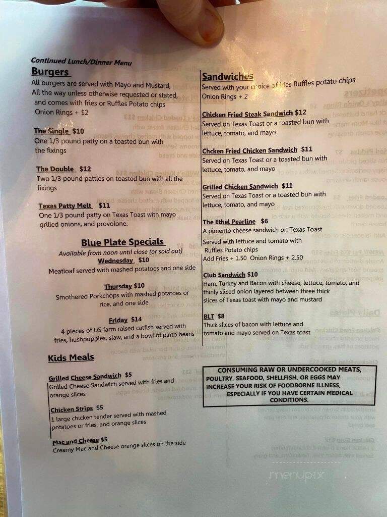 Mae's Cafe - Chandler, TX menu_pic