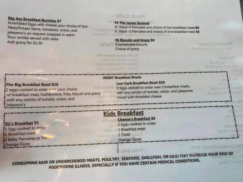 Mae's Cafe - Chandler, TX menu_pic