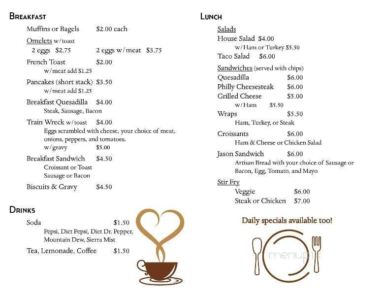 Java Jacks - Mentone, IN menu_pic