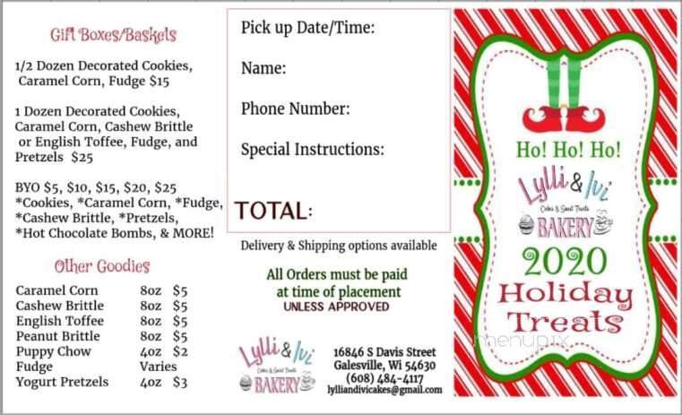 Lylli & Ivi Cakes & Sweet Treat Cafe - Galesville, WI menu_pic