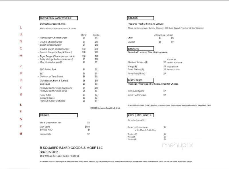 B Squared Baked Goods & More - Lake Butler, FL menu_pic