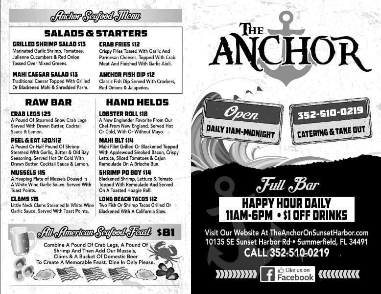 The Anchor on Sunset Harbor - Summerfield, FL menu_pic