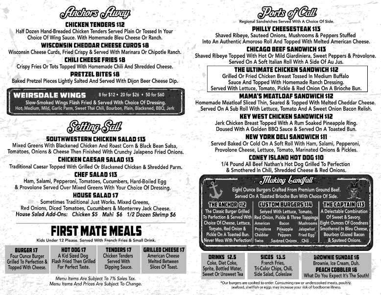 The Anchor on Sunset Harbor - Summerfield, FL menu_pic