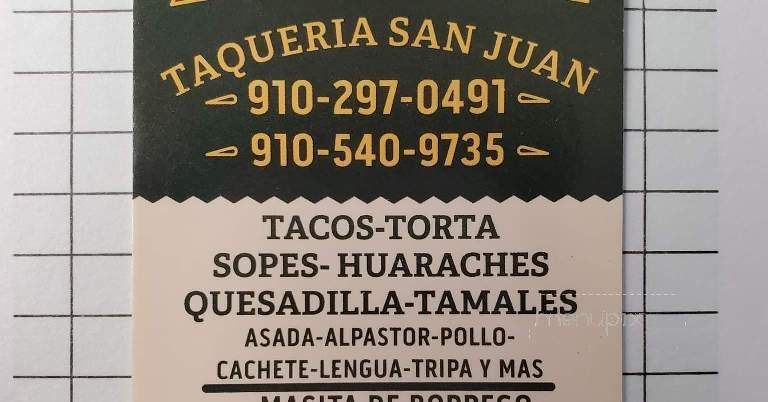 San Juan Mixtepec Restaurante Y Tienda - Rocky Point, NC menu_pic