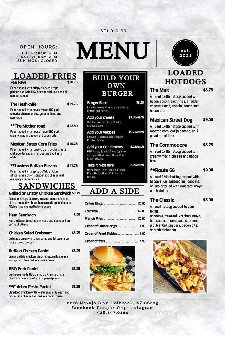 Studio 66 - Holbrook, AZ menu_pic