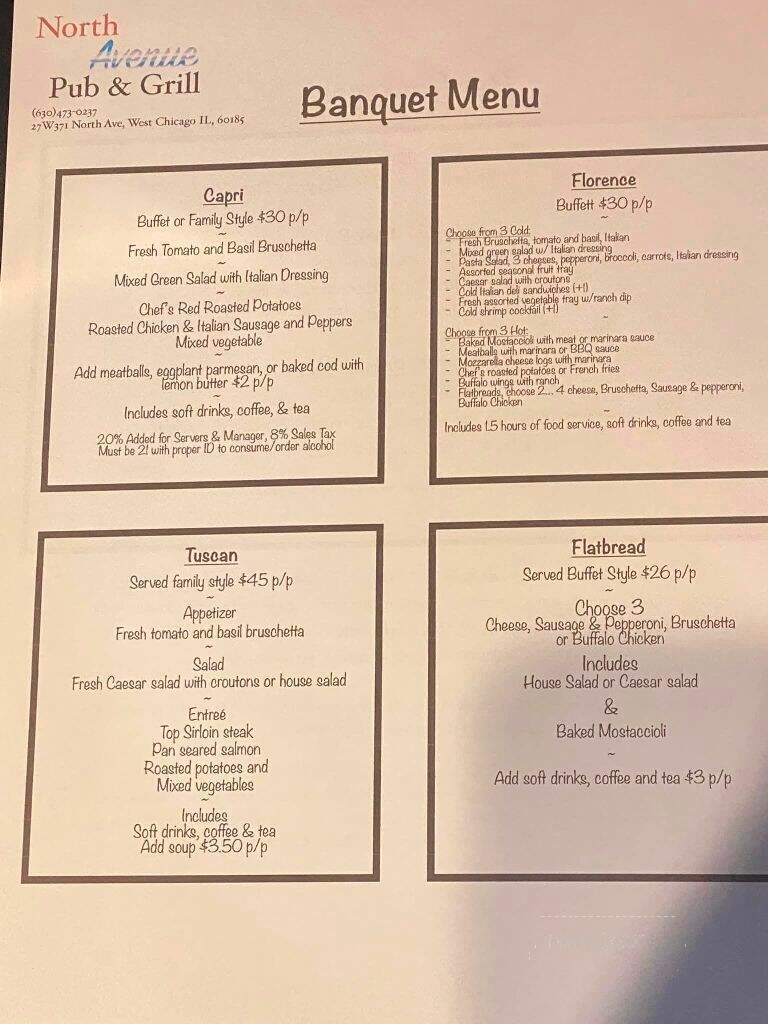 North Avenue Pub & Grill - West Chicago, IL menu_pic
