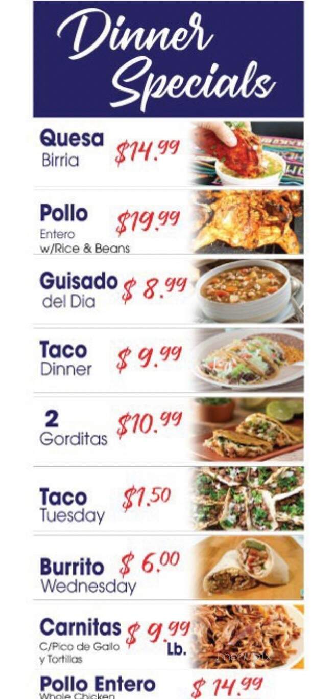 Taqueria Chapala - Hanover Park, IL menu_pic