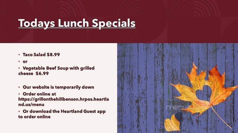 Grill on the Hill - Benson, NC menu_pic