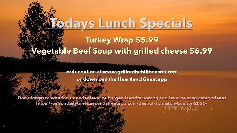 Grill on the Hill - Benson, NC menu_pic