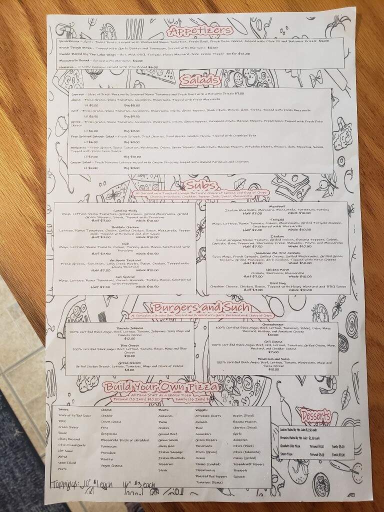 Peace of Pie on Hartwell - Fair Play, SC menu_pic