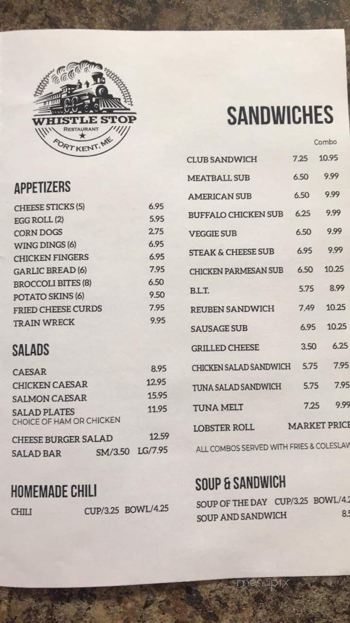 Whistle Stop - Fort Kent, ME menu_pic