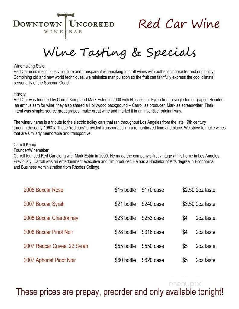 Downtown Uncorked - College Station, TX menu_pic