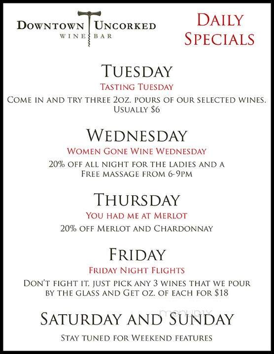 Downtown Uncorked - College Station, TX menu_pic