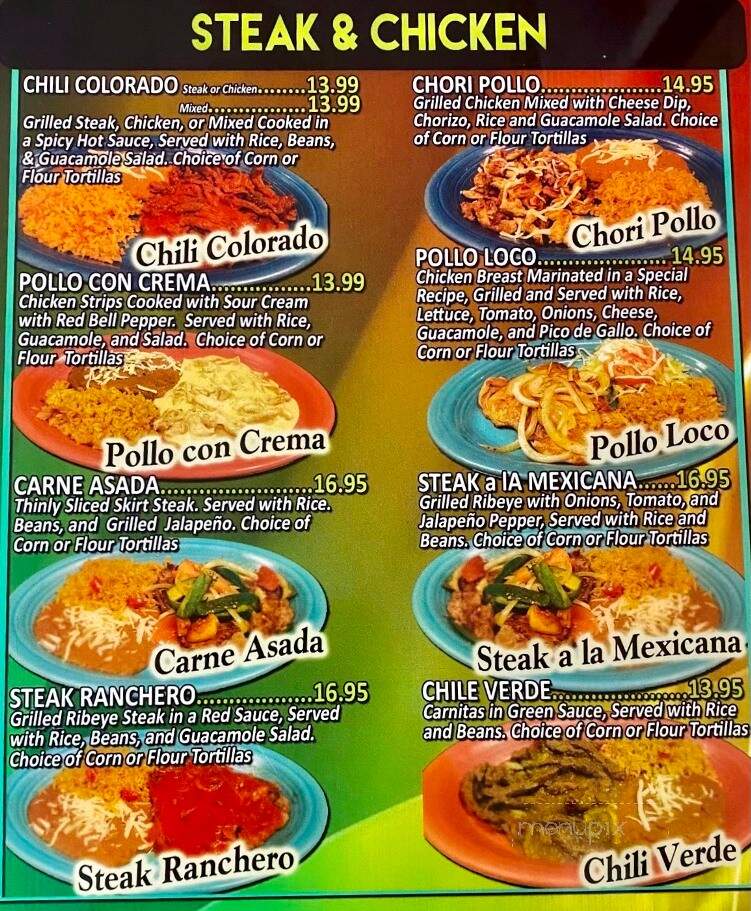 El Paladar de Mexico - Painesville, OH menu_pic