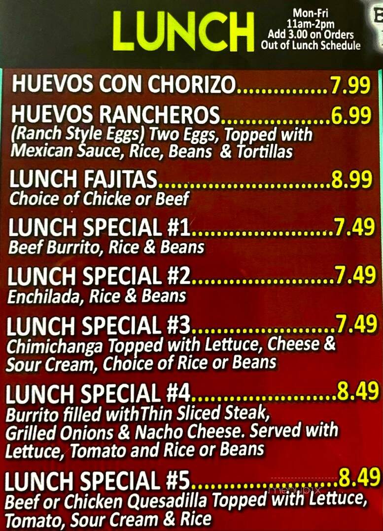 El Paladar de Mexico - Painesville, OH menu_pic
