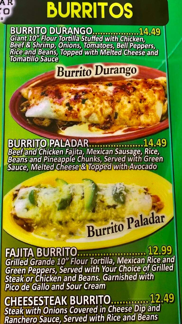 El Paladar de Mexico - Painesville, OH menu_pic