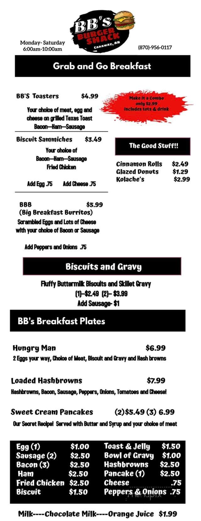 BB's Burger Shack - Caraway, AR menu_pic