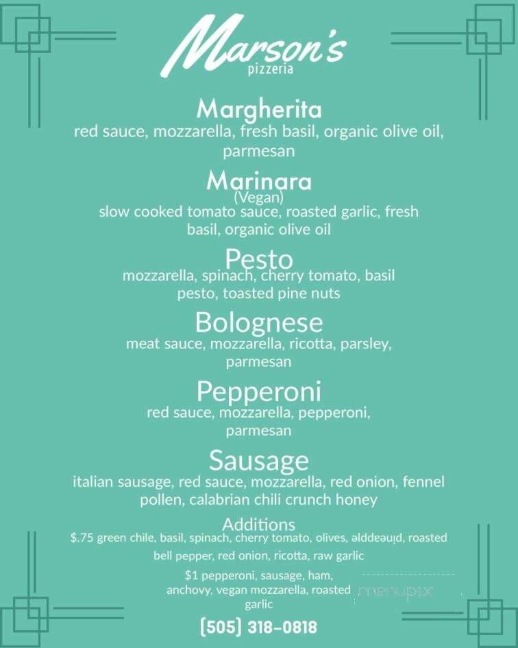 Marsons - Albuquerque, NM menu_pic