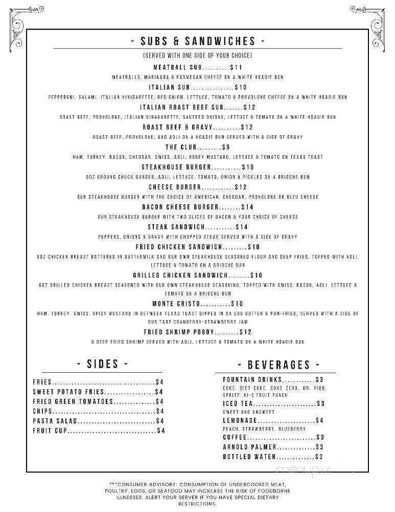 Steakhouse Of Helena - Helena, AL menu_pic