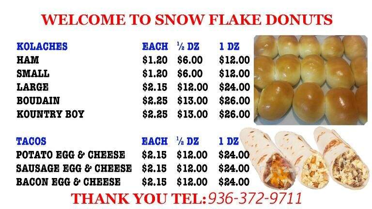 Snowflake Donuts - Waller, TX menu_pic