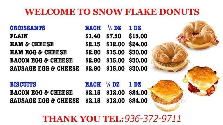 Snowflake Donuts - Waller, TX menu_pic