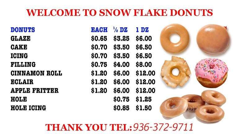 Snowflake Donuts - Waller, TX menu_pic