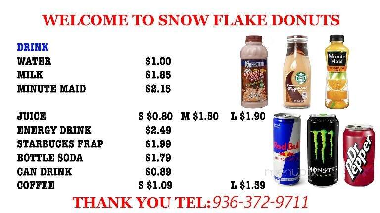 Snowflake Donuts - Waller, TX menu_pic