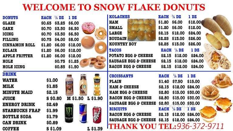 Snowflake Donuts - Waller, TX menu_pic