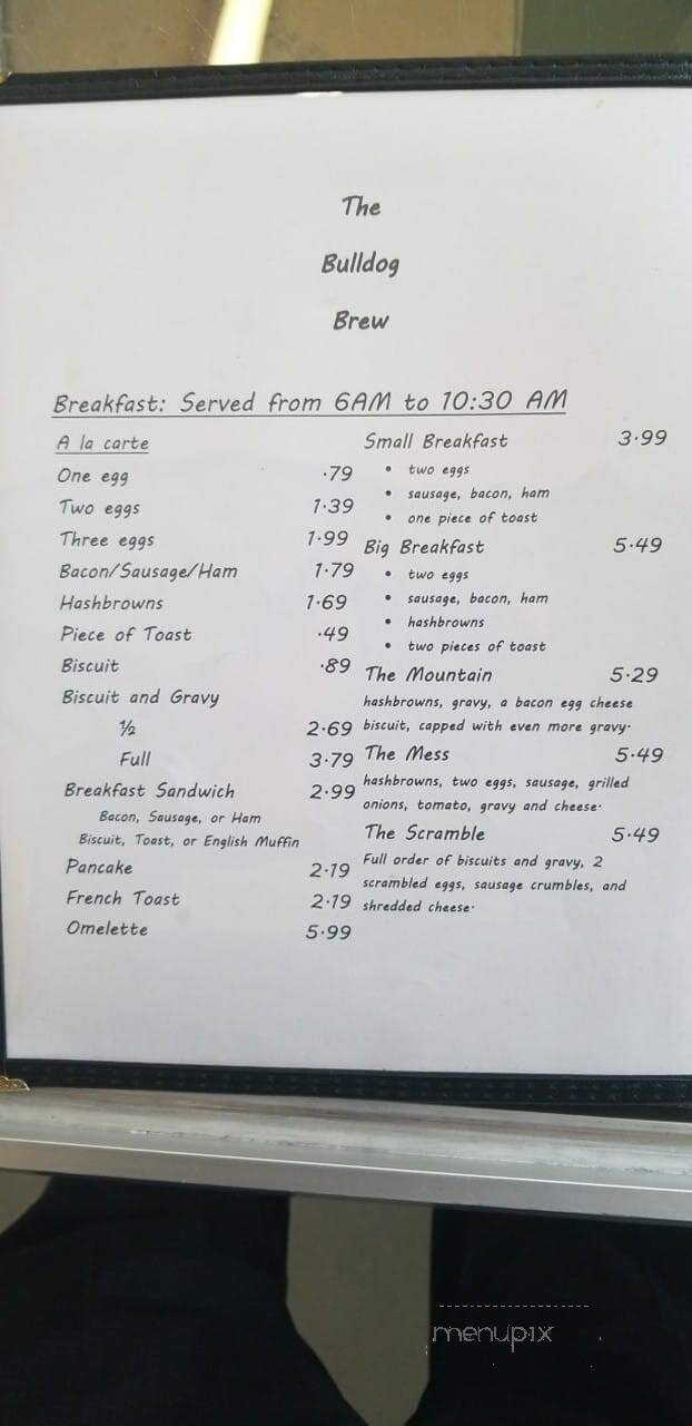 The Bulldog Brew - El Dorado Springs, MO menu_pic