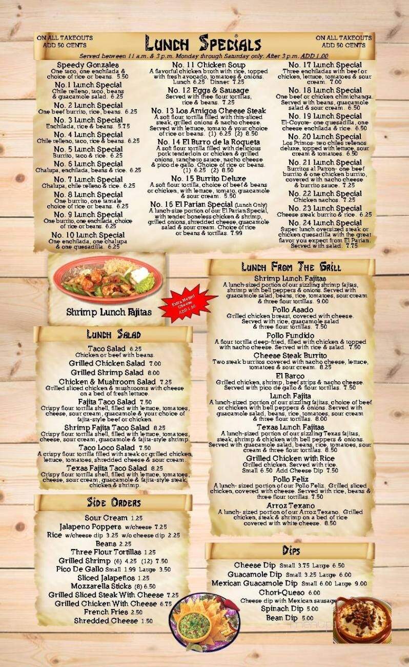 El Parian - Hartwell, GA menu_pic