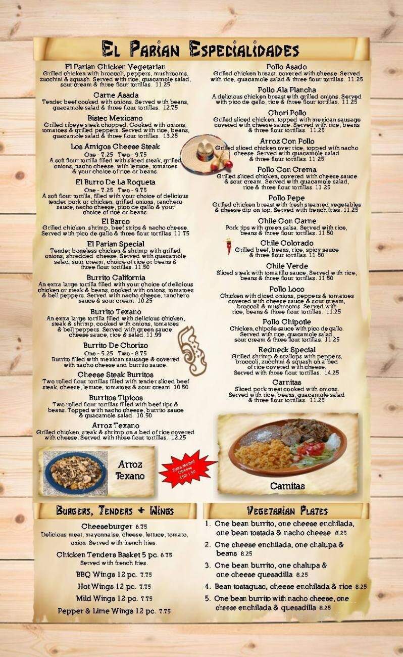 El Parian - Hartwell, GA menu_pic