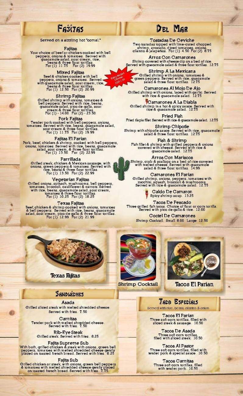 El Parian - Hartwell, GA menu_pic