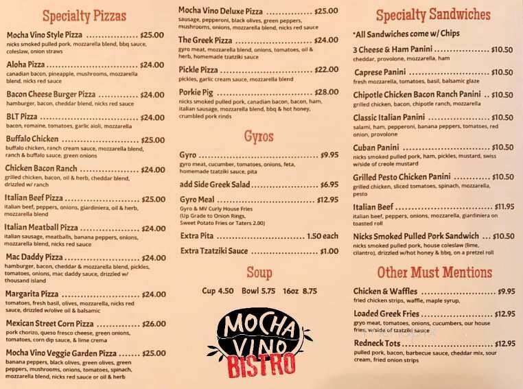 Mocha Vino Bistro - Hustisford, WI menu_pic