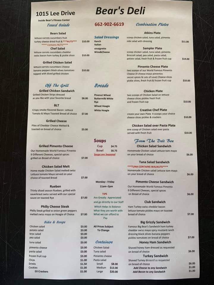 Bear's Deli - Clarksdale, MS menu_pic