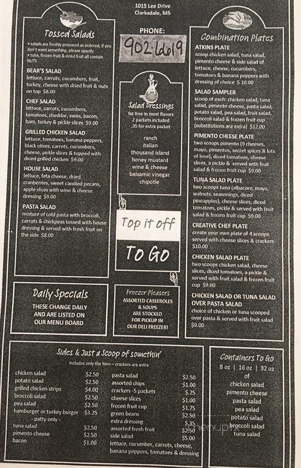 Bear's Deli - Clarksdale, MS menu_pic
